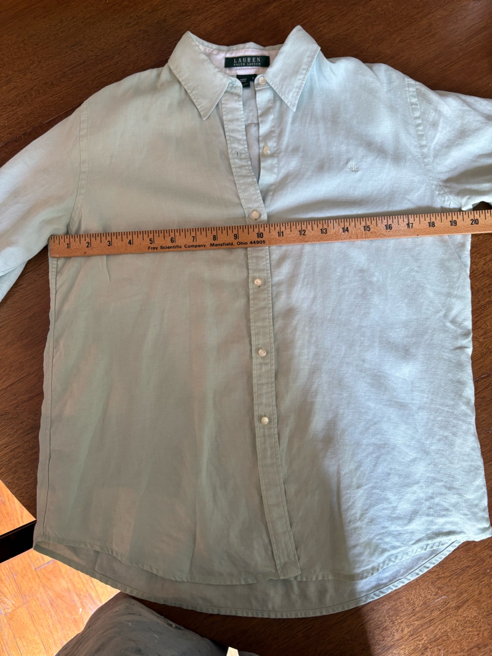 Ralph Lauren light green 100% linen button-down blouse - Picture 7 of 7